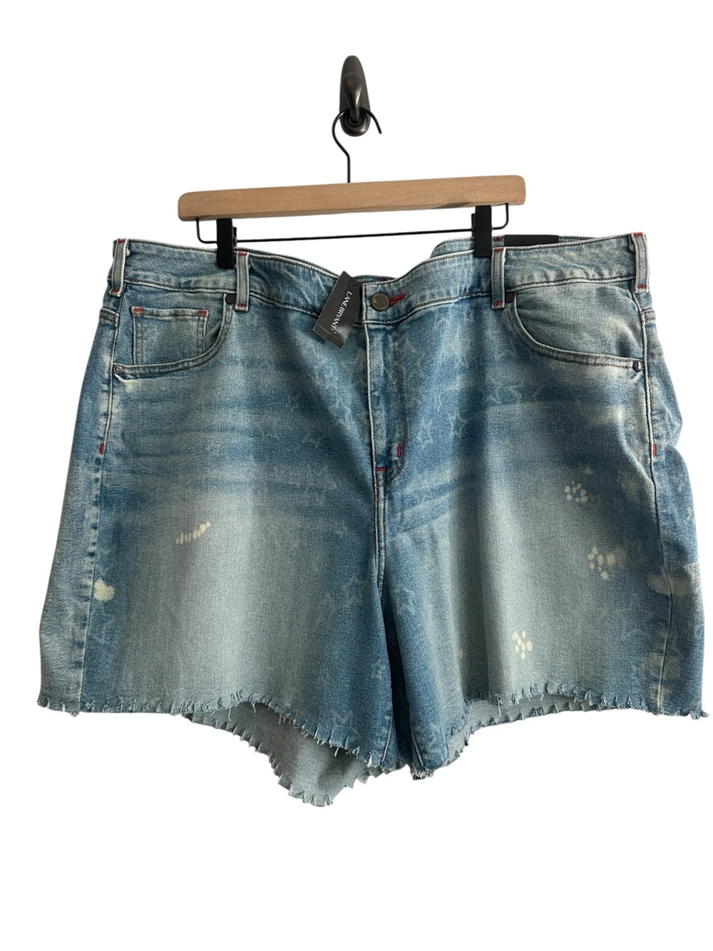 Lane Bryant Shorts 28 Blue Distressed Denim Cutoff Shorts Star Design New